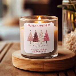 Merry Christmas | Christmas Trees  Candle Labels Quadratischer Aufkleber