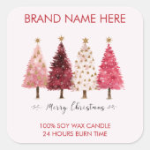 Merry Christmas | Christmas Trees Candle Labels Quadratischer Aufkleber (Vorderseite)