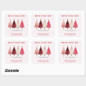 Merry Christmas | Christmas Trees Candle Labels Quadratischer Aufkleber (Blatt)