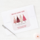 Merry Christmas | Christmas Trees Candle Labels Quadratischer Aufkleber (Umschlag)