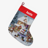 Merry Christmas Circle of Favorite Holiday Symbols Großer Weihnachtsstrumpf (Vorderansicht (hängend))