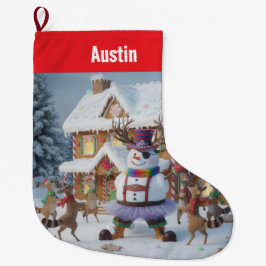 Merry Christmas Circle of Favorite Holiday Symbols Großer Weihnachtsstrumpf