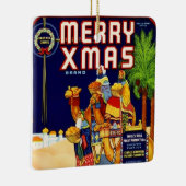 Merry Christmas Citrus Label Keramikornament (Rechts)