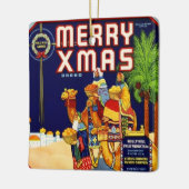 Merry Christmas Citrus Label Keramikornament (Links)