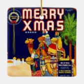 Merry Christmas Citrus Label Keramikornament (Rückseite)