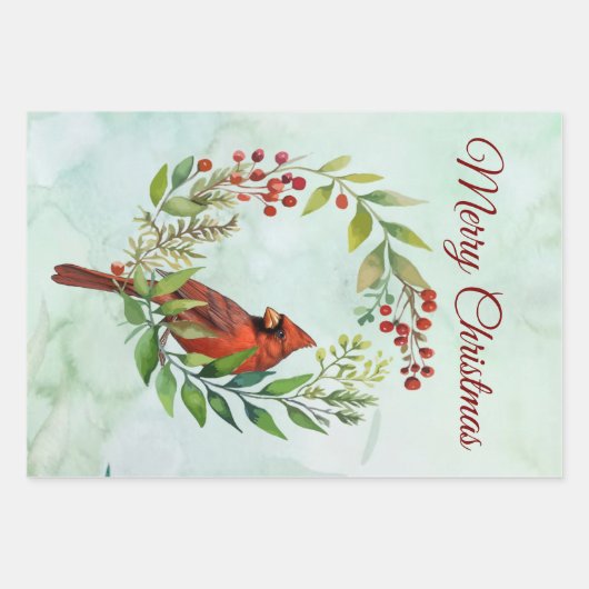 Merry Christmas Classic Cardinal Geschenkpapier Set (Vorderseite)