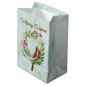 Merry Christmas Classic Cardinal Mittlere Geschenktüte (Vorderseite Schrägansicht)