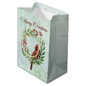 Merry Christmas Classic Cardinal  Mittlere Geschenktüte (Rückseite Schrägansicht)