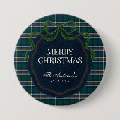 Merry Christmas Classic Preppy Tartan Plaid Button (Vorderseite)