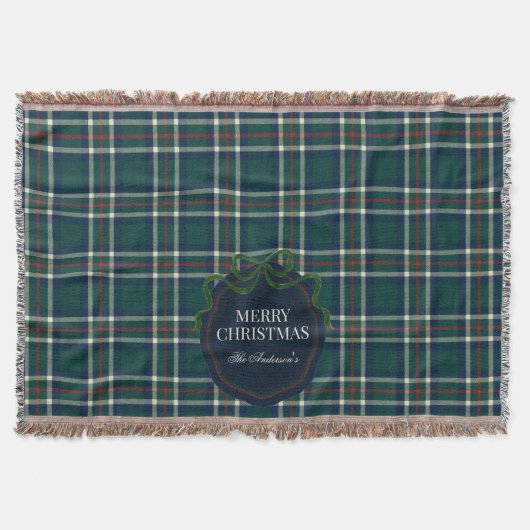 Merry Christmas Classic Preppy Tartan Plaid Decke (Vorderseite)