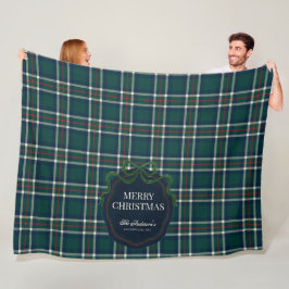 Merry Christmas Classic Preppy Tartan Plaid Fleecedecke