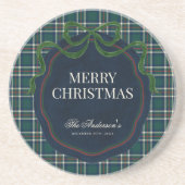 Merry Christmas Classic Preppy Tartan Plaid Getränkeuntersetzer (Vorne)