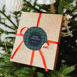 Merry Christmas Classic Preppy Tartan Plaid Runder Aufkleber