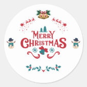 Merry Christmas Classic Reindeer Snowman Sticker (Vorderseite)