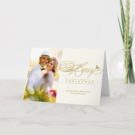 Merry Christmas Classic Script Calligraphy Foto Feiertagskarte