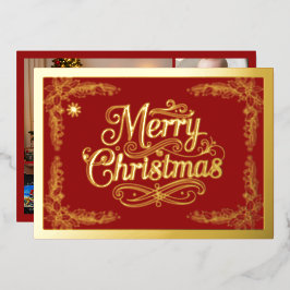 Merry Christmas Classic Script Red Folien Feiertagskarte