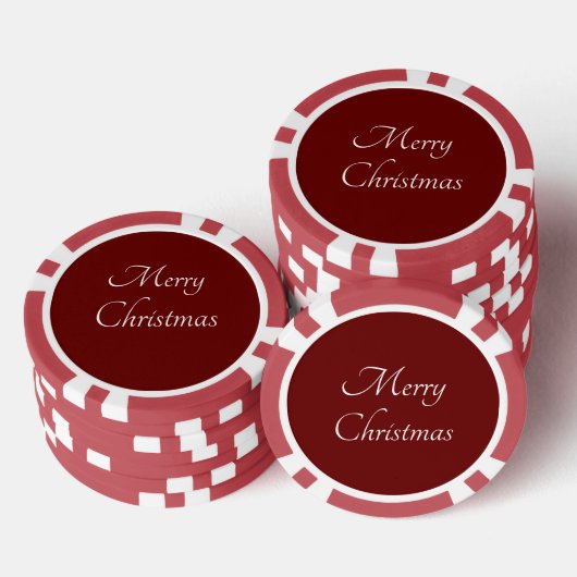Merry Christmas Classic Script Simple Red Pokerchips (Stapel)