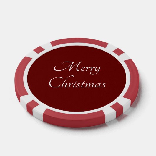 Merry Christmas Classic Script Simple Red Pokerchips (Einzeln)