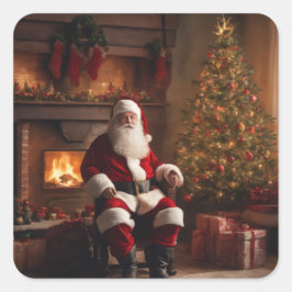 Merry Christmas Coaster – Festive Holiday Quadratischer Aufkleber