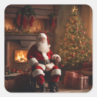 Merry Christmas Coaster – Festive Holiday Quadratischer Aufkleber