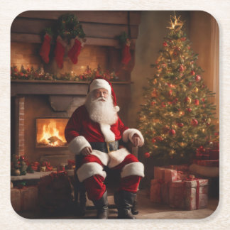 Merry Christmas Coaster – Festive Holiday Rechteckiger Pappuntersetzer