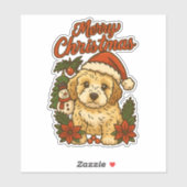 Merry Christmas Cockapoo Design Aufkleber (Blatt)