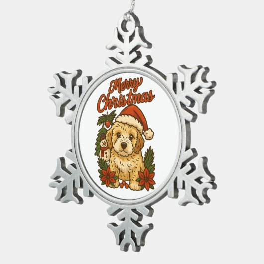 Merry Christmas Cockapoo Snowflake Framed Ornament (Rechts)