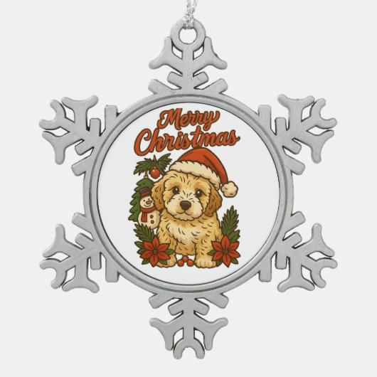 Merry Christmas Cockapoo Snowflake Framed Ornament (Vorderseite)