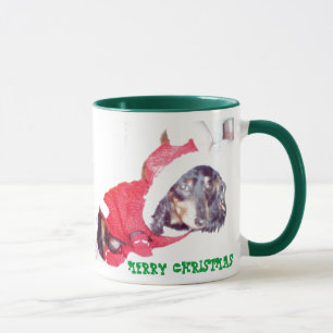 MERRY CHRISTMAS COFFEE MUGS - MINI DASCHUND TASSE