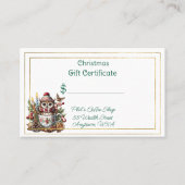 Merry Christmas Coffee Shop Gift Certificate Visitenkarte (Vorderseite)