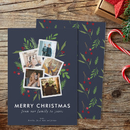 Merry Christmas Collage Custom Modern Holly Feiertagskarte
