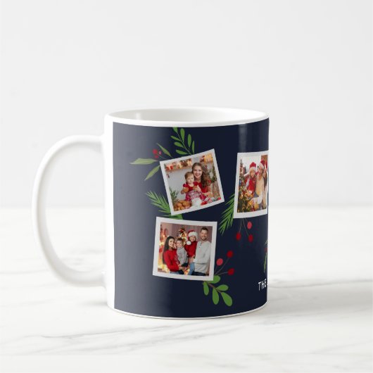 Merry Christmas Collage Custom Modern Holly Kaffeetasse (Links)