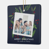 Merry Christmas Collage Custom Modern Holly Keramikornament (Links)