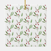 Merry Christmas Collage Custom Modern Holly Keramikornament (Rückseite)