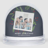 Merry Christmas Collage Custom Modern Holly Schneekugeln (Vorderseite)