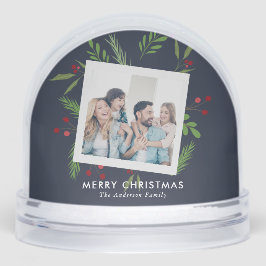 Merry Christmas Collage Custom Modern Holly Schneekugeln
