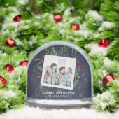 Merry Christmas Collage Custom Modern Holly Schneekugeln (Weihnachten)