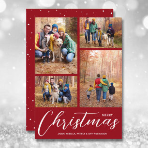 Merry Christmas Collage Multi-Foto Cranberry Feiertagskarte