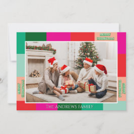 Merry Christmas Color Block Photo Holiday Card Feiertagskarte