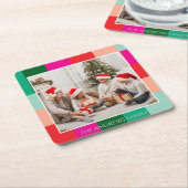 Merry Christmas Color Block Photo  Rechteckiger Pappuntersetzer (angewinkelt)