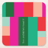 Merry Christmas Color Block Rechteckiger Pappuntersetzer (Vorderseite)