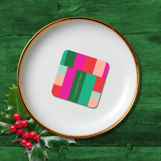 Merry Christmas Color Block  Rechteckiger Pappuntersetzer