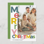 Merry Christmas Colorful Photo Einladung (Vorne/Hinten)