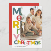 Merry Christmas Colorful Photo Einladung (Vorne/Hinten)