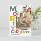 Merry Christmas Colorful Photo Einladung (Stehend Vorderseite)