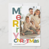 Merry Christmas Colorful Photo Einladung (Vorderseite)