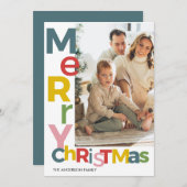 Merry Christmas Colorful Photo Einladung (Vorne/Hinten)