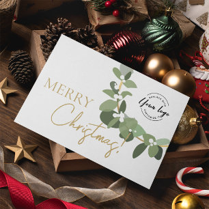 Merry Christmas Company Logo Gold weiße Custom Feiertagskarte