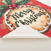 Merry Christmas Cookie with Holly Berries Red Sherpadecke (3/4)