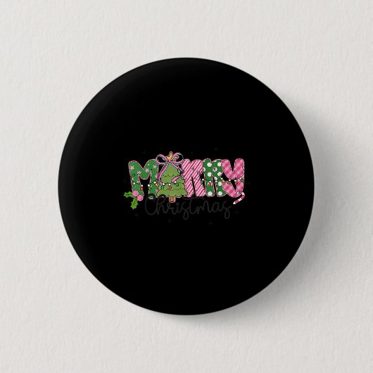 Merry Christmas Coquette Bow Family Xmas Men Women Button (Vorderseite)